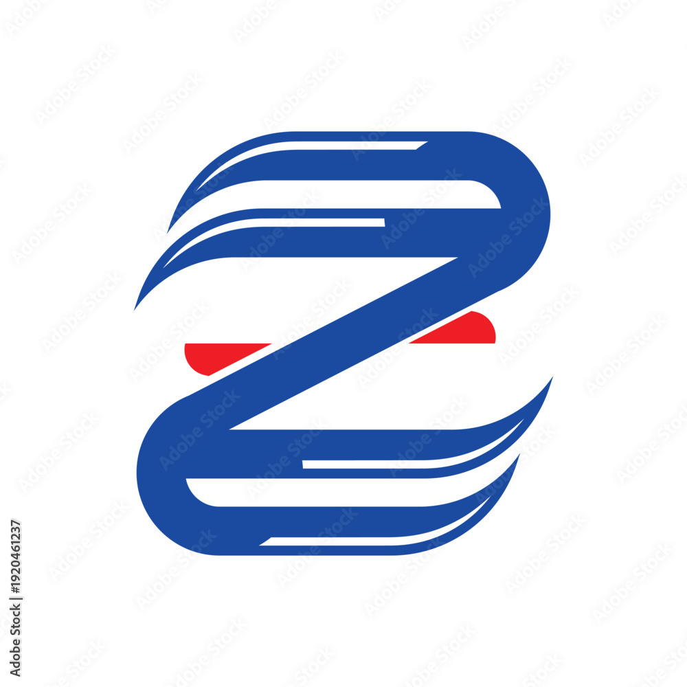 Fototapeta premium Dynamic Blue Z Logo With Red Accent Representing Speed, Motion, Delivery and Modern Transport Branding