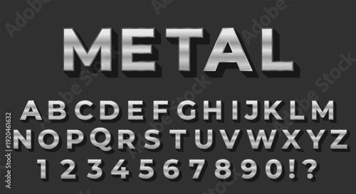 Metal Chrome 3D Font - Silver Brushed Alphabet