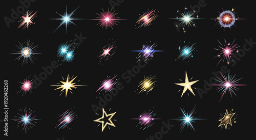 Sparkling Stars Collection on Dark Background