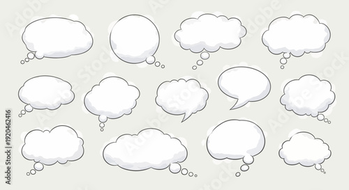 Speech Bubbles Collection: Hand-Drawn Thought Clouds