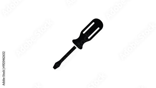 Black Screwdriver Tool Silhouette Isolated On Light Background Minimal Hand Tool Icon Concept For Repair Maintenance Construction And DIY Design