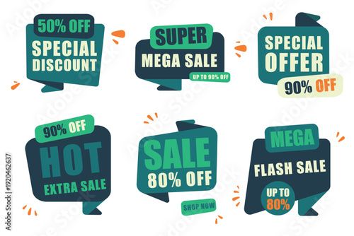 Colorful sales label collection Big sale special discount offer badge and label banner template set