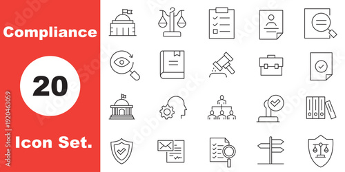 Set of Compliance Related Line Icons. Outline Symbol Collection stock illustration