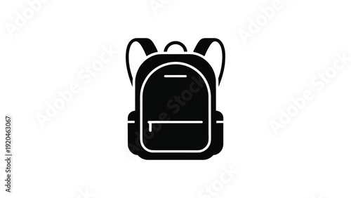backpack icon minimal black school bag symbol for education travel student equipment app interface flat vector illustration