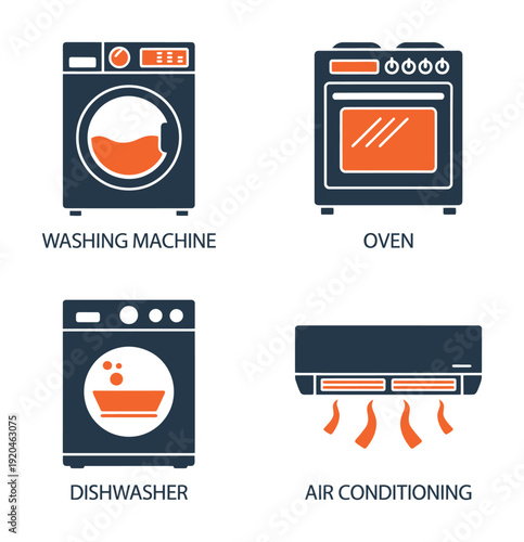 Vectors of various household appliances