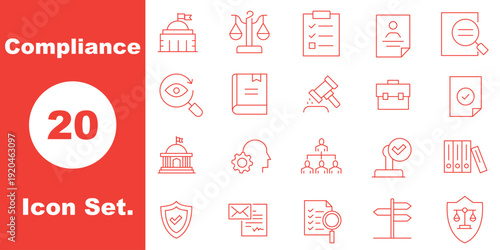 Set of Compliance Related Line Icons. Outline Symbol Collection stock illustration
