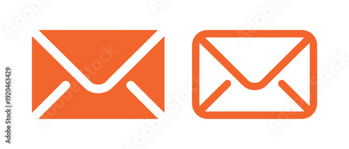 Two orange vector icons of envelopes