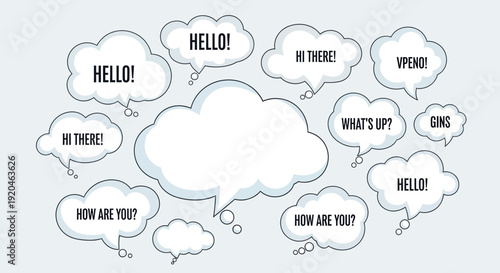 Speech Bubbles with Greetings and Empty Space