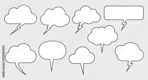 Speech Bubbles with Lightning Bolts: Vector Set