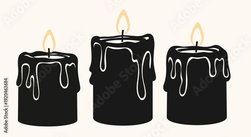 Spooky Black Candles with Dripping Wax for Halloween