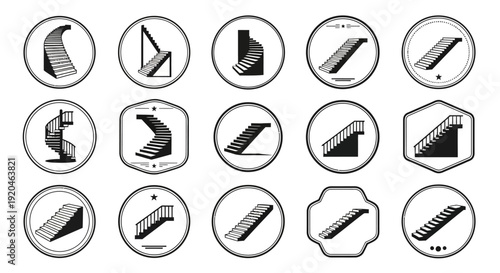Staircase Icons Set: Architectural Designs Collection
