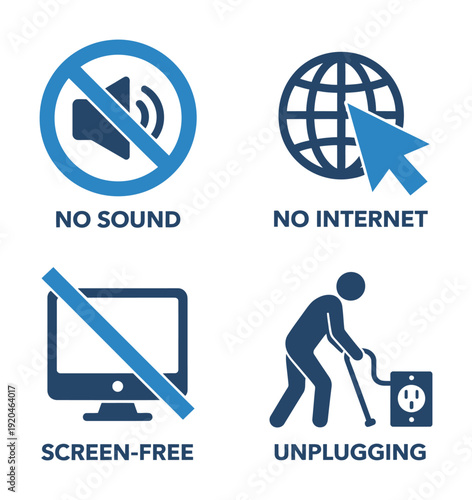 Vector depicting concepts of unplugging from technology daily