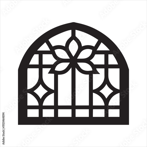 Ornate Wrought Iron Window Grille Pattern Silhouette