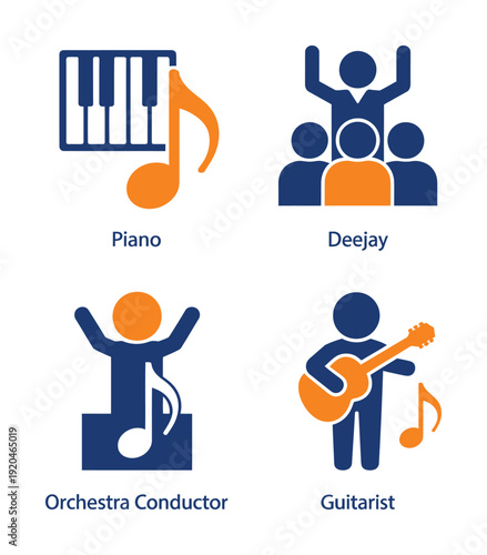 Vector of four different music related professions icons vector