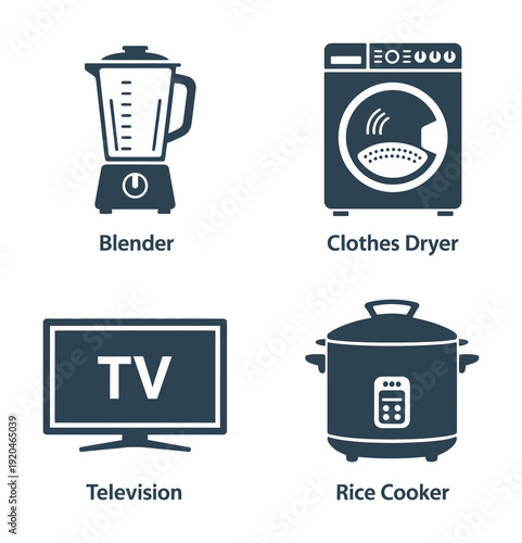 Vector icons of various household appliances vector