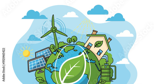 Sustainable eco-friendly home with renewable energy sources