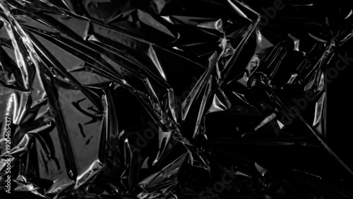 Obraz na płótnie Plastic wrap texture overlay effect on black background