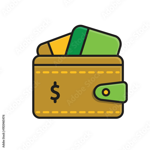 Wallet icon. Financial. Wallet with two bank cards inside. Economic, business, accounting. Isometric design style