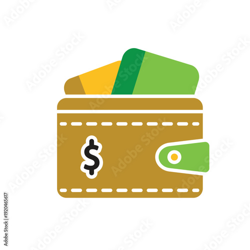 Wallet icon. Financial. Wallet with two bank cards inside. Economic, business, accounting. flat design style