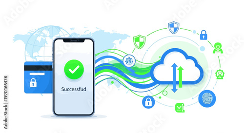 Secure mobile payment with cloud storage and successful transaction