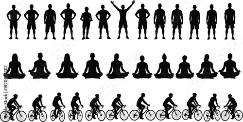 Family unity silhouette vector illustration, parents and children raising arms toward heart symbol representing love, support, and togetherness - flat vector illustration