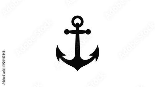 anchor icon minimal black nautical ship anchor symbol for marine navigation sea travel sailing tattoo design flat vector illustration