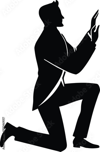 Romantic man proposing marriage to a woman with a ring, creating a magical moment of love and commitment, soft lighting, vector art.