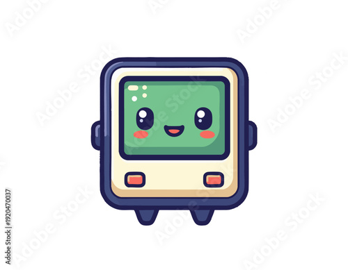 flat vector cute mini pager mascot