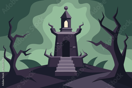 Dark Necromancer Tower with Swirling Shadows