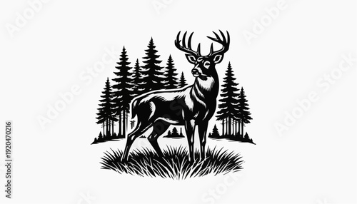 Deer Forest Scene SVG