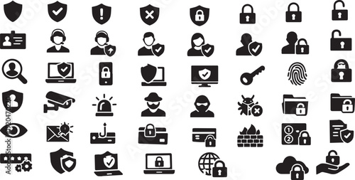 costumer security  vector icon set 