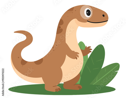 flat vector illustration of a cute komodo dragon simplified rounded body