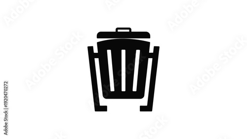 trash bin icon minimal black garbage can symbol for waste management recycling sanitation cleaning app interface flat vector illustration