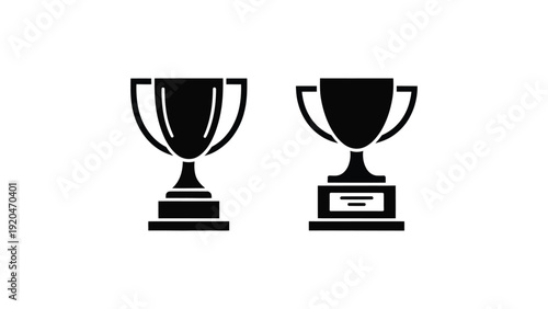 trophy award cup icon minimal black winner prize symbol for achievement success competition champion sports app interface flat vector illustration