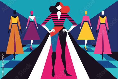 Pop Art Fashion Runway with Bold Colors