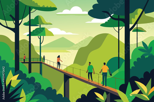 Rainforest Treetop Walkway Adventure Scene