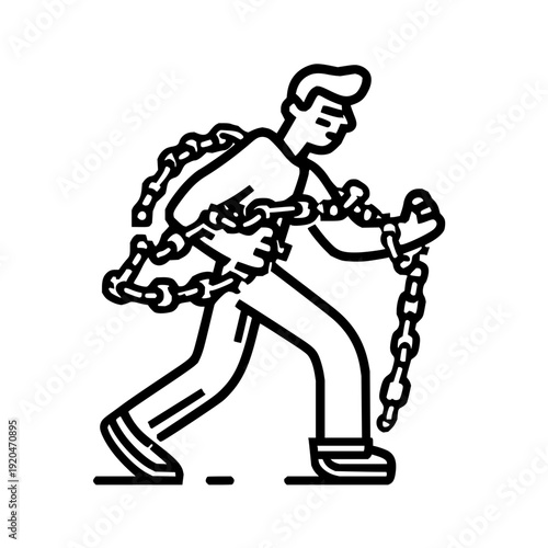 Man Breaking Free from Chains