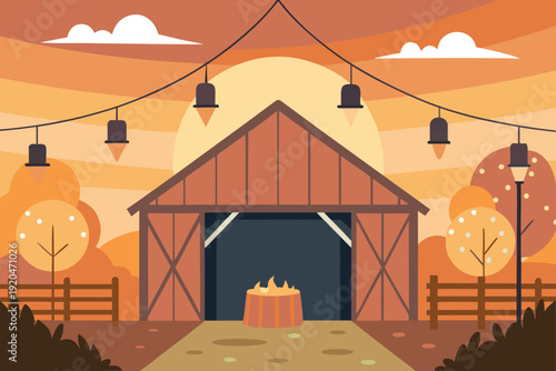 Scenic Bike Trail Through Golden Wheat Field