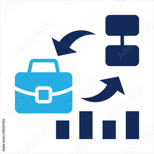 business restructuring icon in glyph dual color style vector illustration