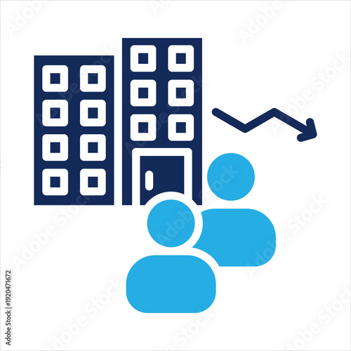 corporate downsizing icon in glyph dual color style vector illustration