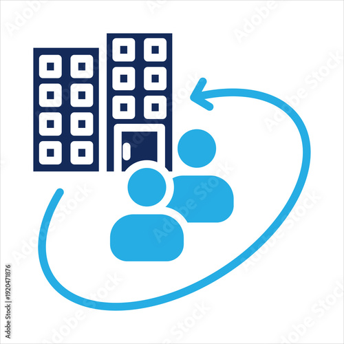 corporate reorganization icon in glyph dual color style vector illustration