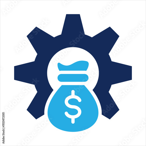 cost control icon in glyph dual color style vector illustration