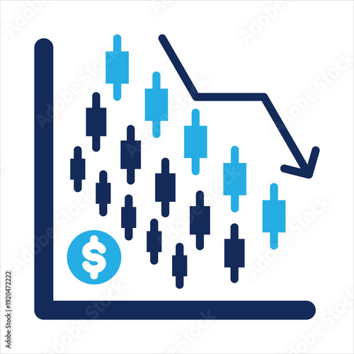 market pressure icon in glyph dual color style vector illustration