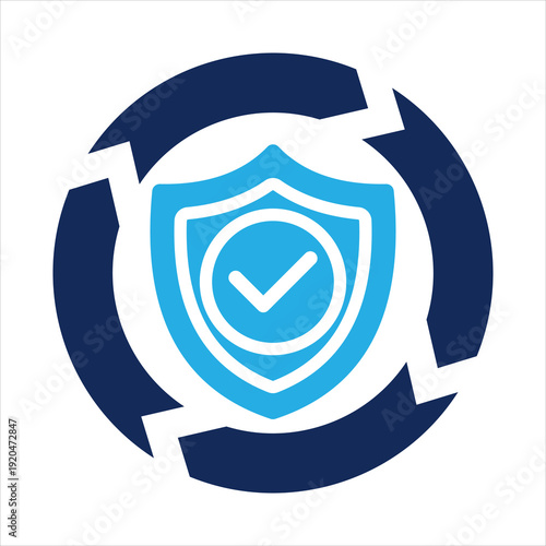 risk management shield icon in glyph dual color style vector illustration