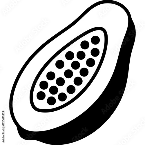 Black and white vector illustration slice of papaya designed 