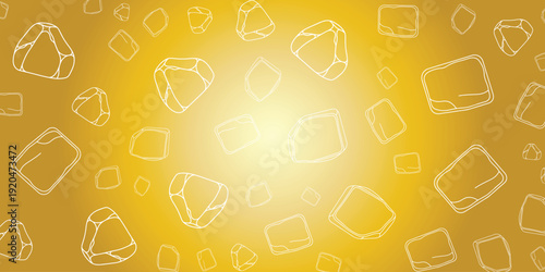 Sparkling Golden Geometric Gems Scattered Across a Radiant Yellow Background