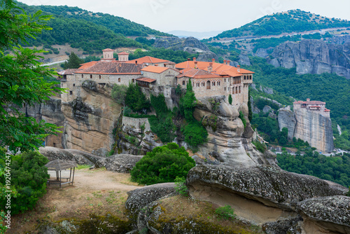 Eastern Orthodox monasteries in Greece, built on natural sandstone rock pillars, Kalambaka region