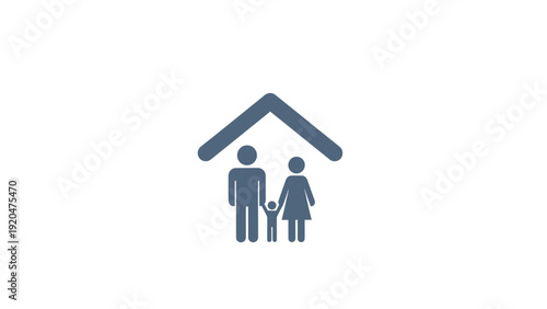 Family couple under a house roof.