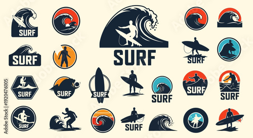 Surf Logo Collection: Vintage Style Surfing Graphics