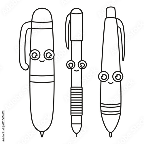 outline pens set isolated
